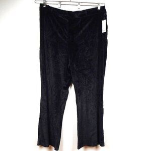 Dex Plus Velvet Pants Women's Plus Size 3X Black Paisley Textured